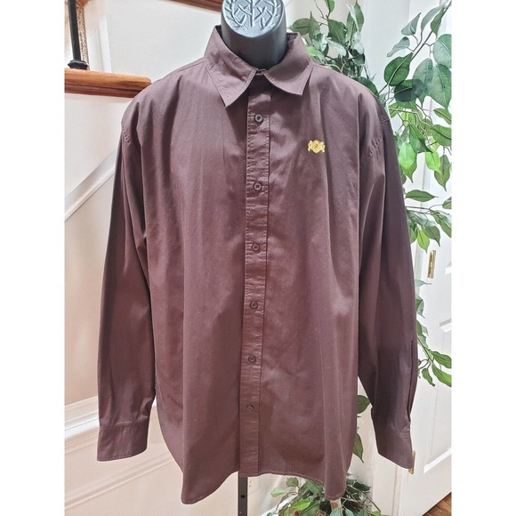 Pelle Pelle Men's Brown 100% Cotton Collared Long Sleeve Buttons Down Shirt 2XL - Picture 2 of 10